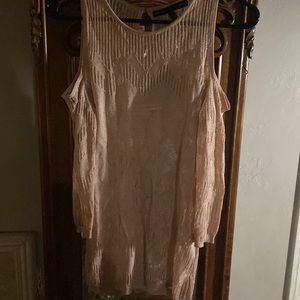 White House black market peach beige cold shoulder top. Like new